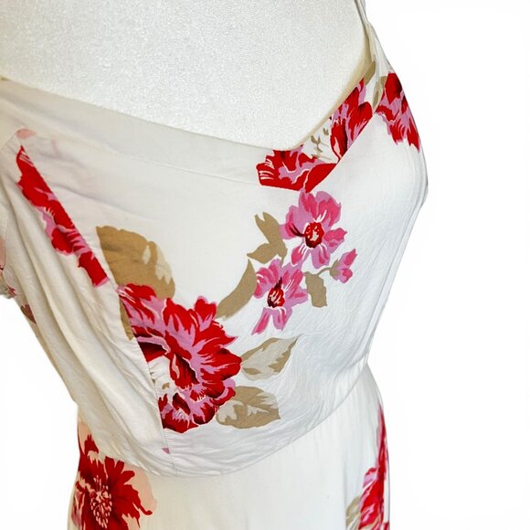 Floral Cottagecore Sundress Size M White Red Coastal Wedding Guest Dress - Picture 5 of 14